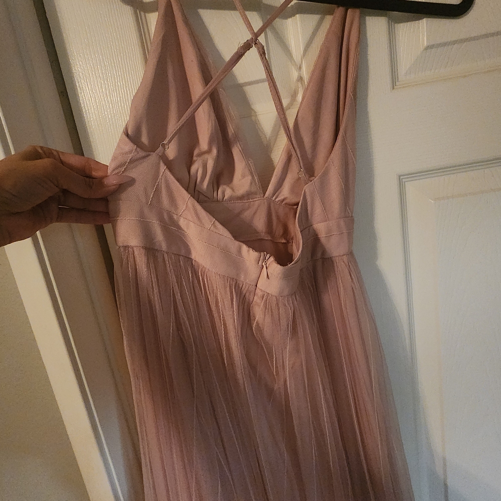 The Vintage Shop Blush Pink Tulle Dress with V-Neck